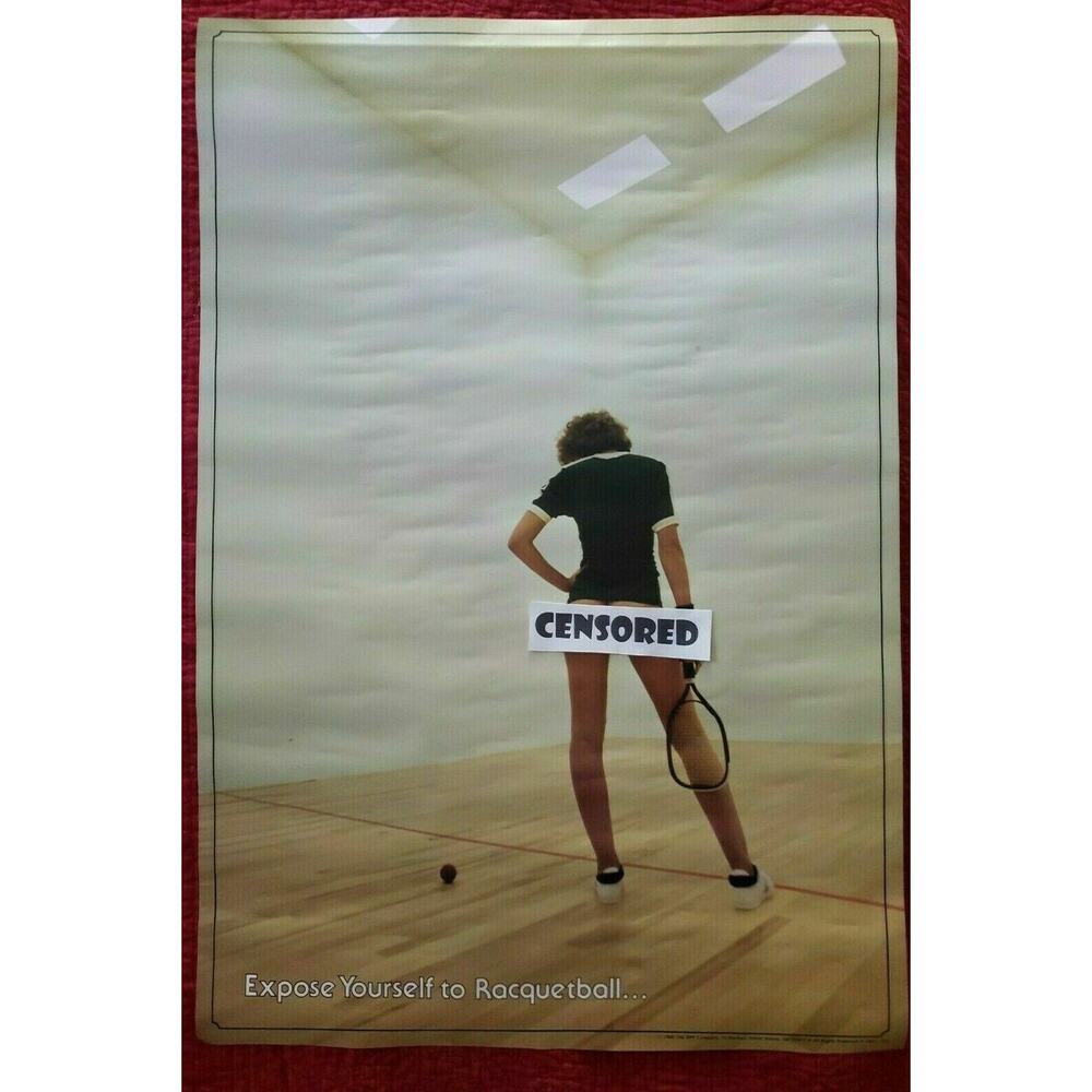 Vintage‎ 1980 "Expose Yourself to Racquetball Pin Up Poster NOS